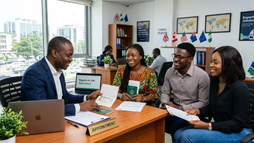 A visa expert in consultation with a traveler in his office